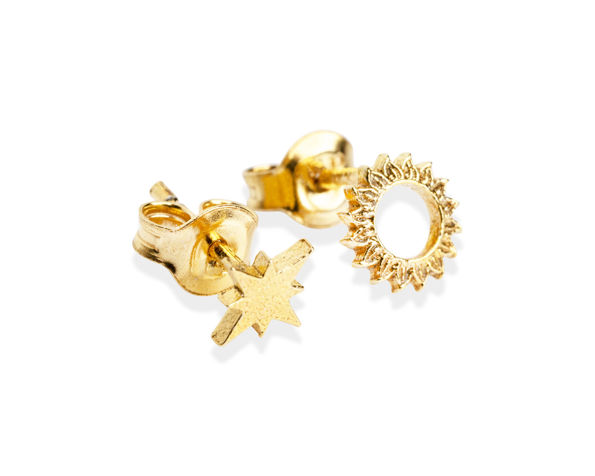 New Vintage by Kriss Celestial Sun Stud Earrings
